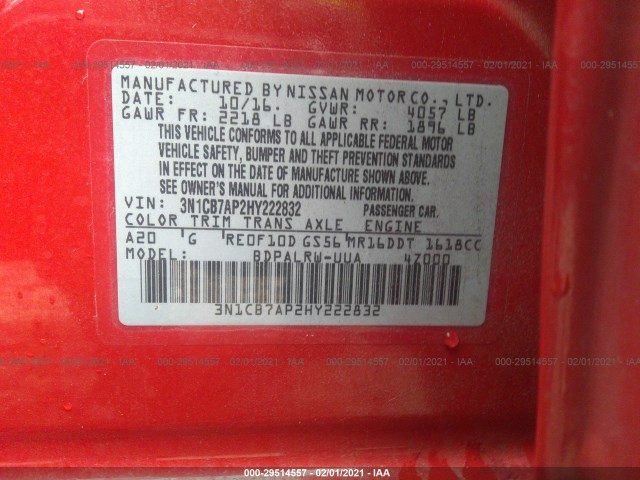 Photo 8 VIN: 3N1CB7AP2HY222832 - NISSAN SENTRA 