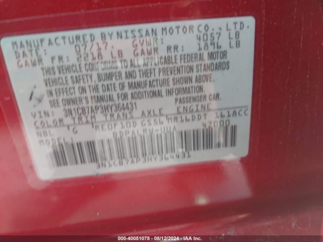 Photo 8 VIN: 3N1CB7AP3HY364431 - NISSAN SENTRA 