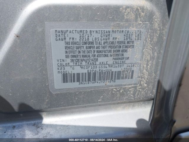 Photo 8 VIN: 3N1CB7AP4JY214298 - NISSAN SENTRA 