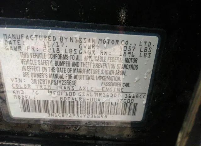 Photo 8 VIN: 3N1CB7AP5JY236648 - NISSAN SENTRA 