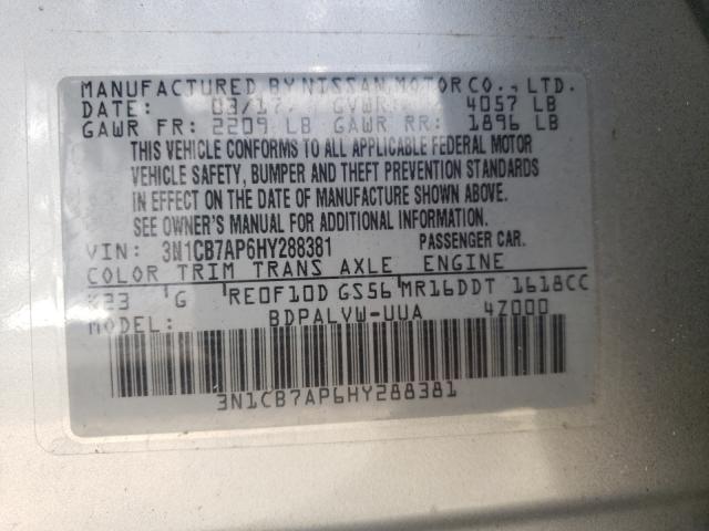 Photo 9 VIN: 3N1CB7AP6HY288381 - NISSAN SENTRA SR 