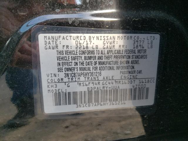 Photo 9 VIN: 3N1CB7AP6HY361216 - NISSAN SENTRA SR 