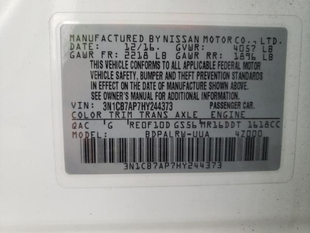 Photo 9 VIN: 3N1CB7AP7HY244373 - NISSAN SENTRA SR 