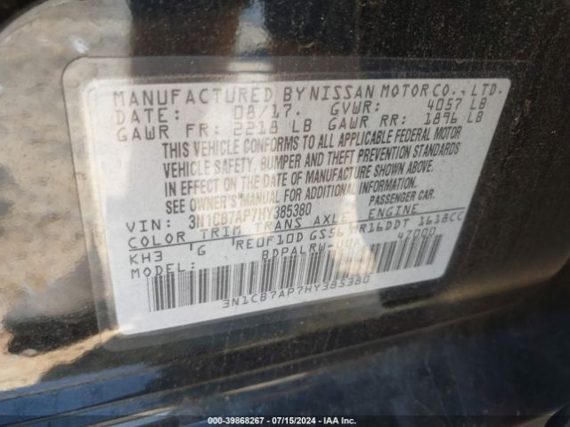 Photo 8 VIN: 3N1CB7AP7HY385380 - NISSAN SENTRA 