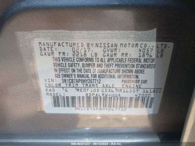 Photo 8 VIN: 3N1CB7AP8HY267712 - NISSAN SENTRA 