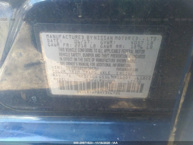 Photo 8 VIN: 3N1CB7AP8HY346751 - NISSAN SENTRA 