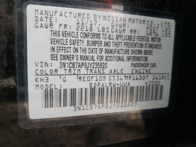 Photo 9 VIN: 3N1CB7AP8JY235820 - NISSAN SENTRA SR 