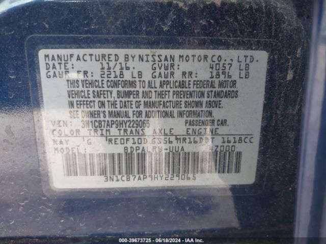 Photo 8 VIN: 3N1CB7AP9HY229065 - NISSAN SENTRA 