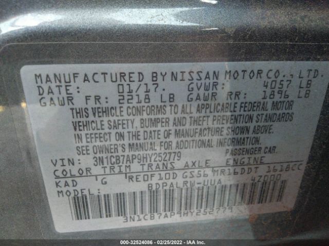 Photo 8 VIN: 3N1CB7AP9HY252779 - NISSAN SENTRA 