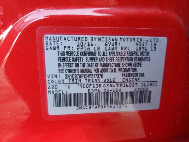 Photo 11 VIN: 3N1CB7APXHY217376 - NISSAN SENTRA 