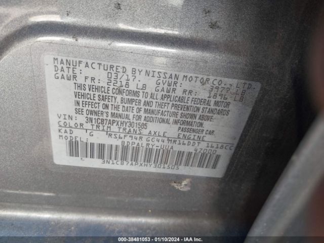 Photo 8 VIN: 3N1CB7APXHY301505 - NISSAN SENTRA 