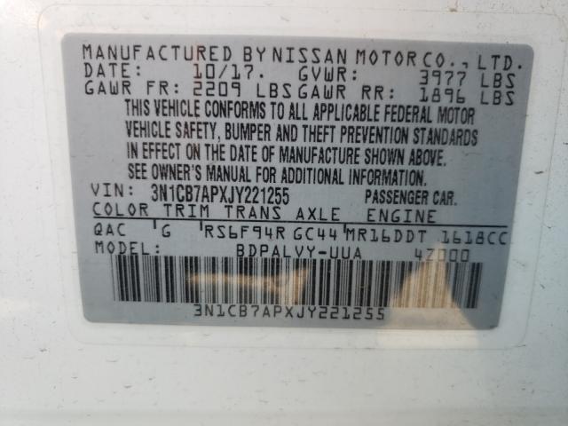 Photo 9 VIN: 3N1CB7APXJY221255 - NISSAN SENTRA SR 