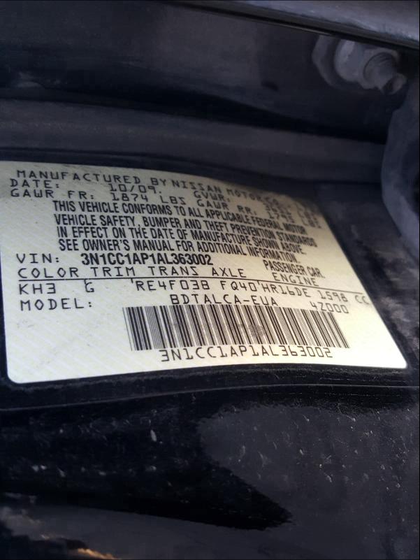 Photo 9 VIN: 3N1CC1AP1AL363002 - NISSAN VERSA S 