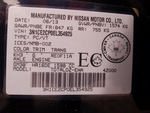 Photo 9 VIN: 3N1CE2CP0EL354925 - NISSAN VERSA NOTE 