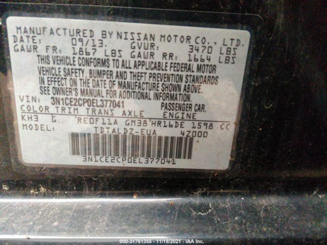 Photo 8 VIN: 3N1CE2CP0EL377041 - NISSAN VERSA NOTE 