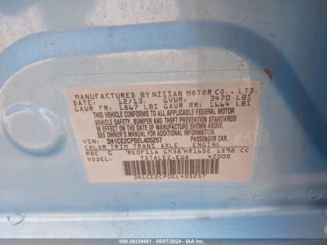 Photo 8 VIN: 3N1CE2CP0EL405257 - NISSAN VERSA NOTE 