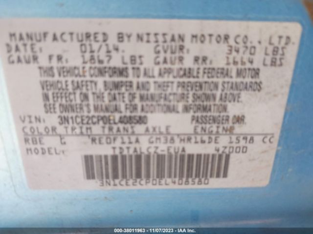 Photo 8 VIN: 3N1CE2CP0EL408580 - NISSAN VERSA NOTE 