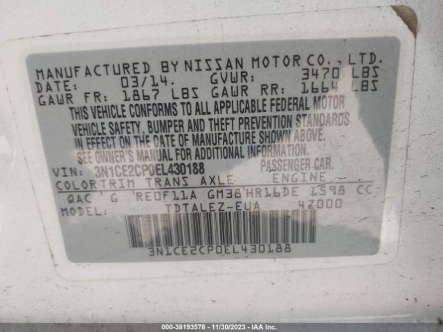 Photo 8 VIN: 3N1CE2CP0EL430188 - NISSAN VERSA NOTE 