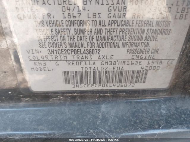 Photo 8 VIN: 3N1CE2CP0EL436072 - NISSAN VERSA NOTE 