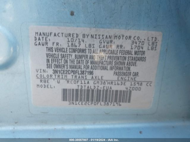 Photo 8 VIN: 3N1CE2CP0FL387196 - NISSAN VERSA NOTE 