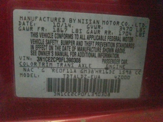 Photo 9 VIN: 3N1CE2CP0FL390308 - NISSAN VERSA NOTE 