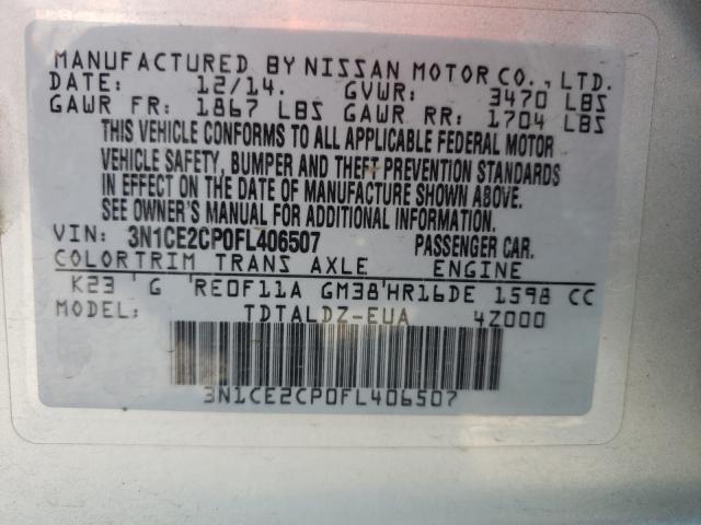 Photo 9 VIN: 3N1CE2CP0FL406507 - NISSAN VERSA NOTE 