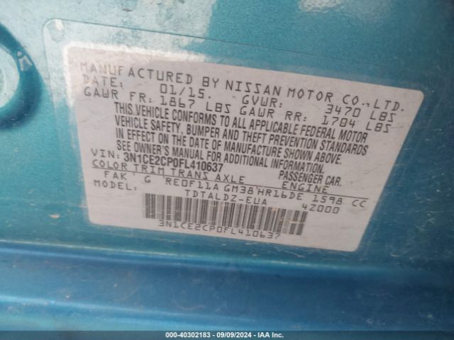 Photo 8 VIN: 3N1CE2CP0FL410637 - NISSAN VERSA NOTE 