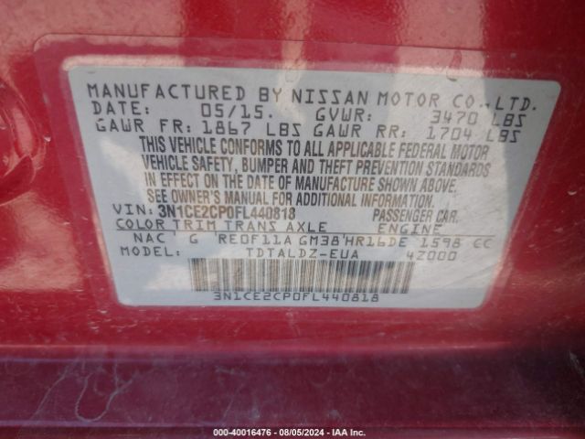 Photo 8 VIN: 3N1CE2CP0FL440818 - NISSAN VERSA NOTE 