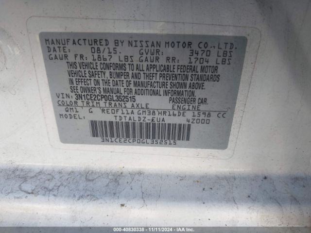 Photo 8 VIN: 3N1CE2CP0GL352515 - NISSAN VERSA NOTE 