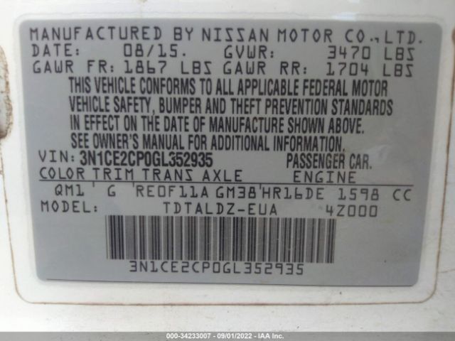 Photo 8 VIN: 3N1CE2CP0GL352935 - NISSAN VERSA NOTE 