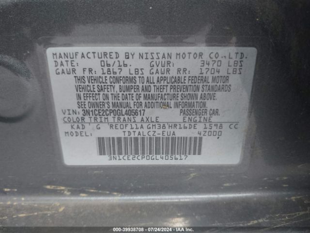 Photo 8 VIN: 3N1CE2CP0GL405617 - NISSAN VERSA NOTE 