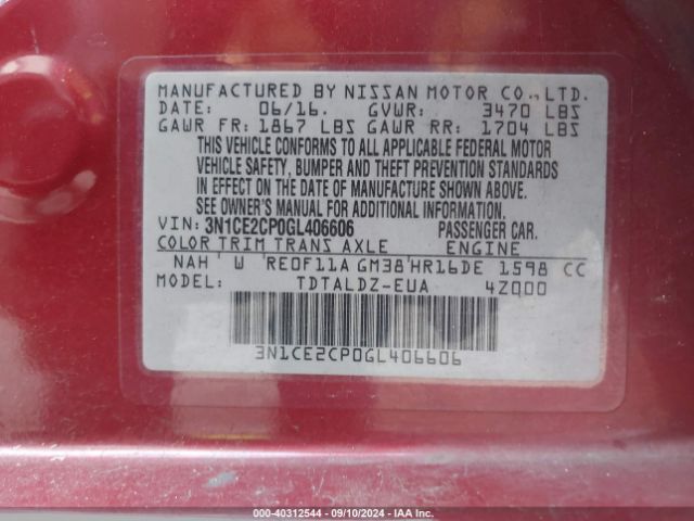 Photo 8 VIN: 3N1CE2CP0GL406606 - NISSAN VERSA NOTE 