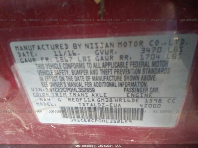 Photo 8 VIN: 3N1CE2CP0HL352659 - NISSAN VERSA NOTE 