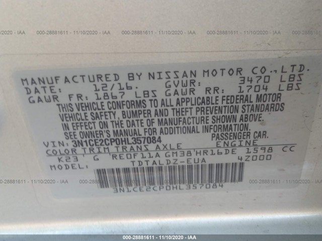 Photo 8 VIN: 3N1CE2CP0HL357084 - NISSAN VERSA NOTE 