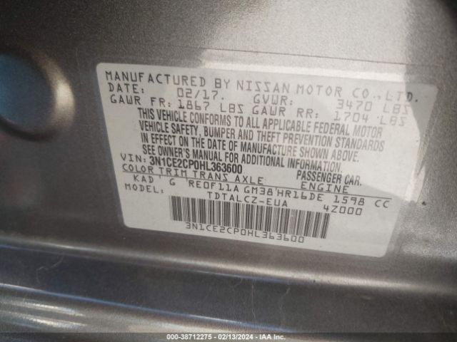 Photo 8 VIN: 3N1CE2CP0HL363600 - NISSAN VERSA NOTE 