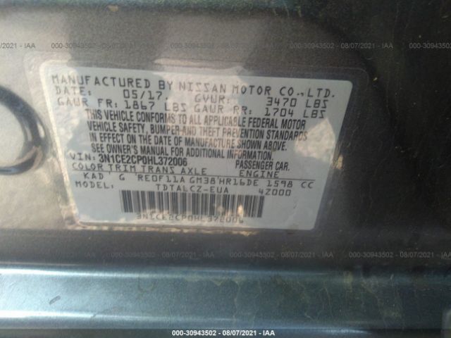 Photo 8 VIN: 3N1CE2CP0HL372006 - NISSAN VERSA NOTE 