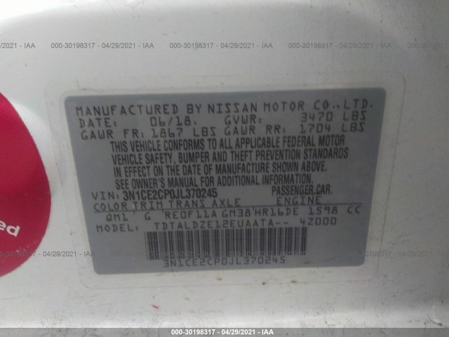 Photo 8 VIN: 3N1CE2CP0JL370245 - NISSAN VERSA NOTE 