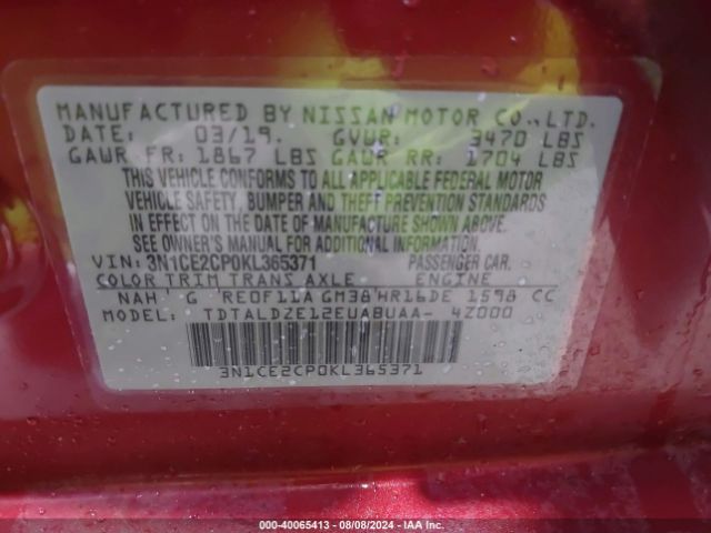 Photo 8 VIN: 3N1CE2CP0KL365371 - NISSAN VERSA NOTE 