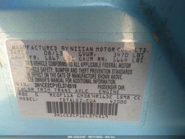 Photo 8 VIN: 3N1CE2CP1EL374519 - NISSAN VERSA NOTE 