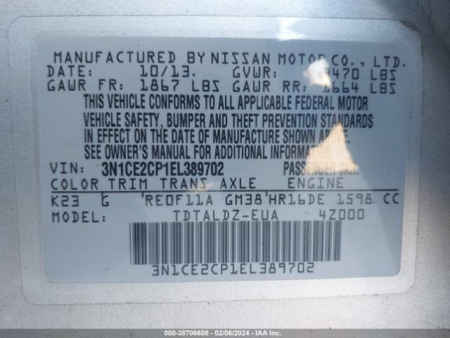 Photo 8 VIN: 3N1CE2CP1EL389702 - NISSAN VERSA NOTE 