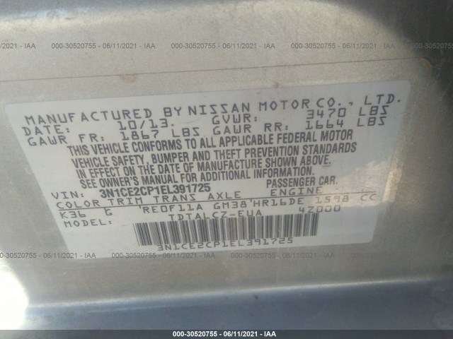 Photo 8 VIN: 3N1CE2CP1EL391725 - NISSAN VERSA NOTE 