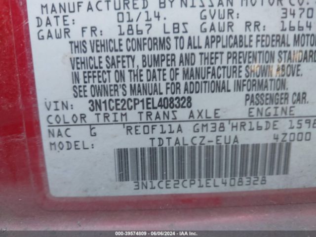 Photo 8 VIN: 3N1CE2CP1EL408328 - NISSAN VERSA NOTE 