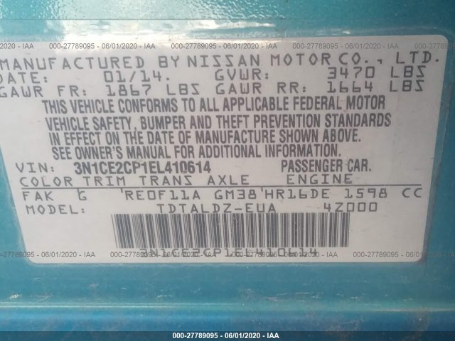 Photo 8 VIN: 3N1CE2CP1EL410614 - NISSAN VERSA NOTE 