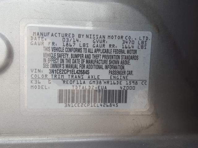 Photo 9 VIN: 3N1CE2CP1EL426845 - NISSAN VERSA-NOTE 