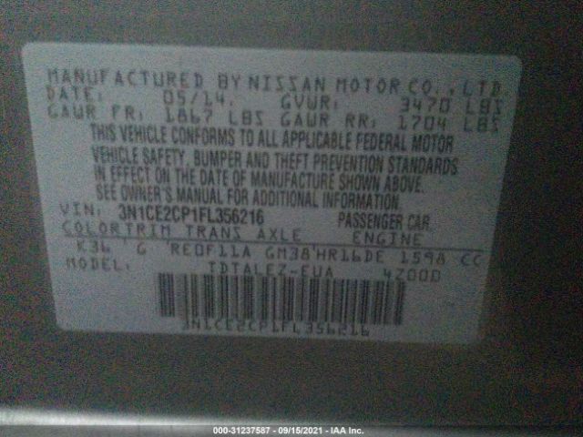 Photo 8 VIN: 3N1CE2CP1FL356216 - NISSAN VERSA NOTE 