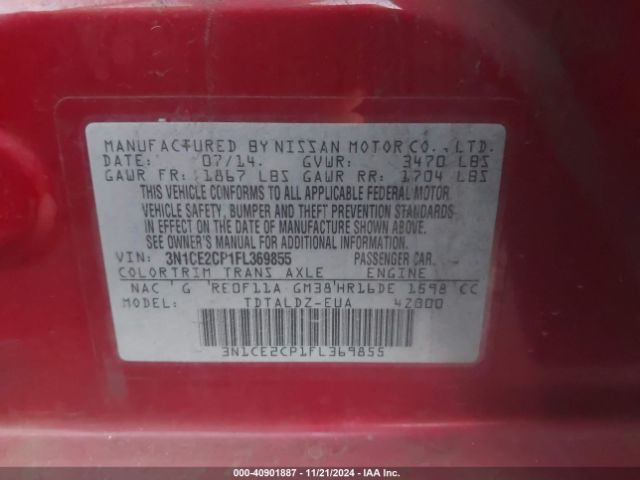 Photo 8 VIN: 3N1CE2CP1FL369855 - NISSAN VERSA NOTE 