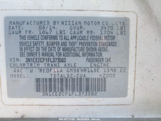 Photo 8 VIN: 3N1CE2CP1FL373582 - NISSAN VERSA NOTE 