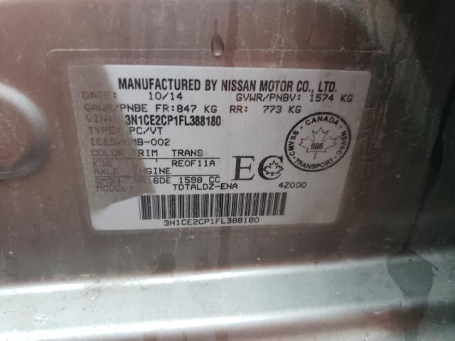 Photo 9 VIN: 3N1CE2CP1FL388180 - NISSAN VERSA NOTE 