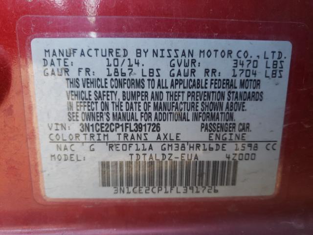 Photo 9 VIN: 3N1CE2CP1FL391726 - NISSAN VERSA NOTE 