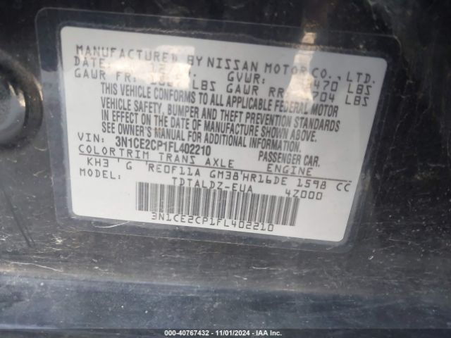 Photo 8 VIN: 3N1CE2CP1FL402210 - NISSAN VERSA NOTE 